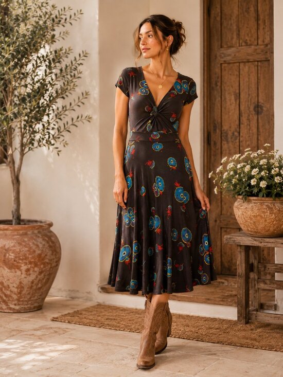 Boden Dresses & Skirts - Boden Seville Jersey Front Knot V-Neck Midi Dress Size 6L